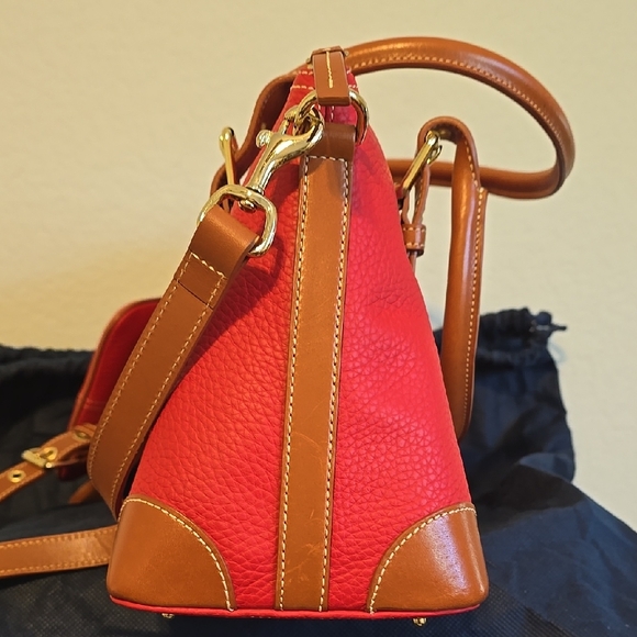 Dooney & Bourke Red & Brown Leather Large Domed Satchel. Great Gift! Price Firm - Picture 15 of 16